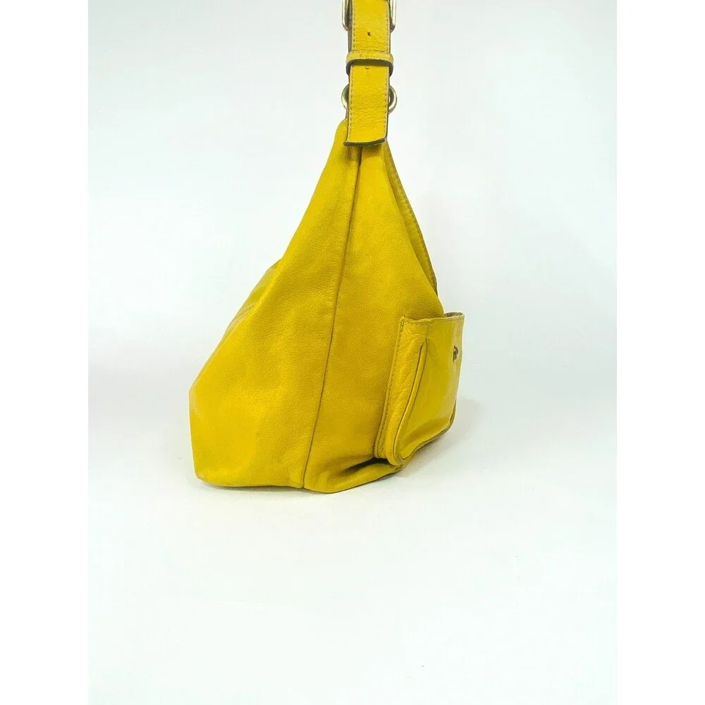 Toscani Italy Mustard Yellow Genuine Leather Slouchy Hobo Shoulder Bag Purse